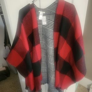Red Plaid Poncho